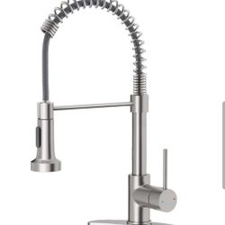 Owofan Kitchen Faucet Brushed Nickel With Pull-down Sprayer Single Handle 1-hole Mount With Deckplate New 