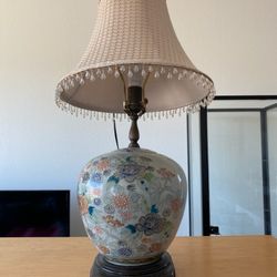 Antique Porcelain And Brass Lamp 
