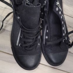 Men's Size 8 Demonia Black Chuck Taylors With Zippers 