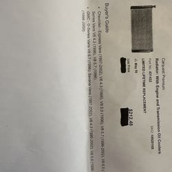 New radiator in a box fit Chevy express G Series Savanna And More 