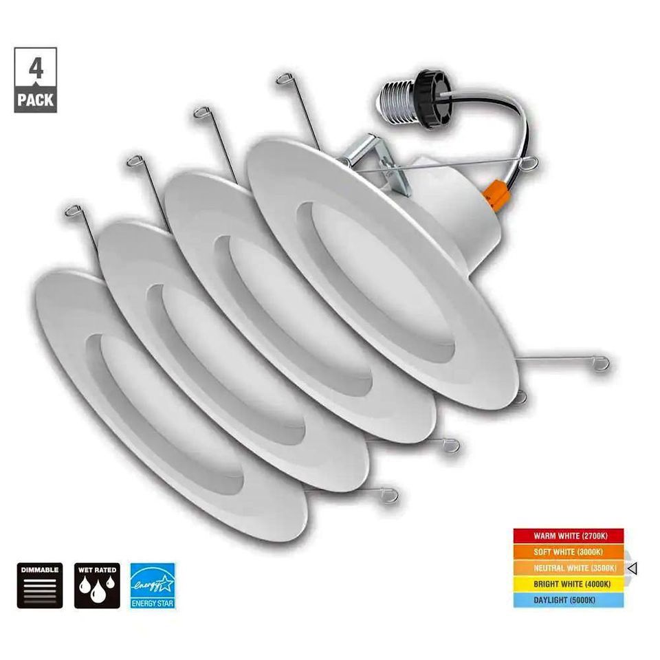 Commercial Electric 4 Pack 5" &6" LED Color Changing Recessed Trim 1002 936 217