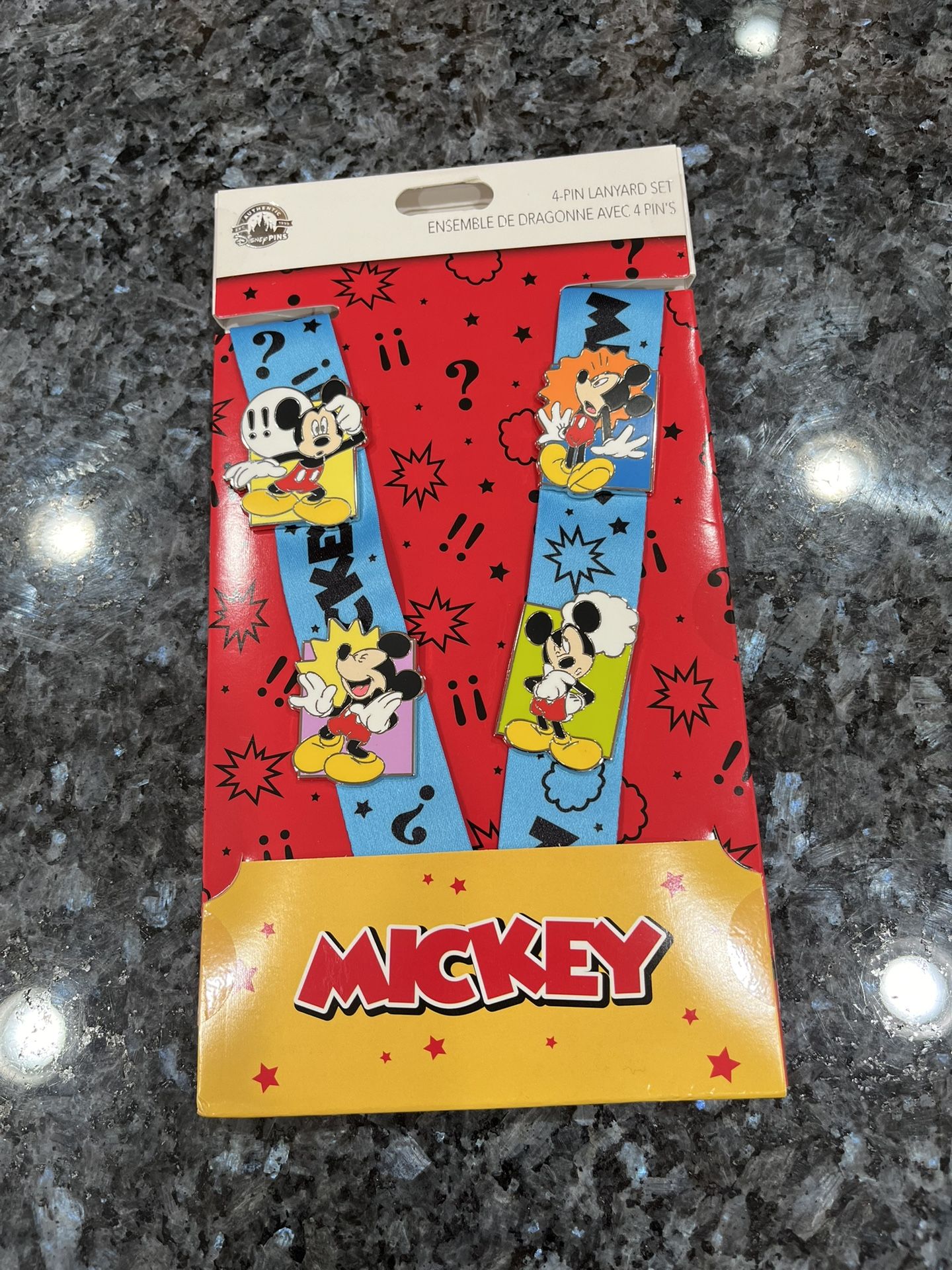 Disney Pin Mickey Expressions 4 Pin Lanyard Set. Brand new in original packaging.