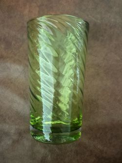 HANDBLOWN GREEN SWIRL, TUMBLR GLASSES SET OF 8