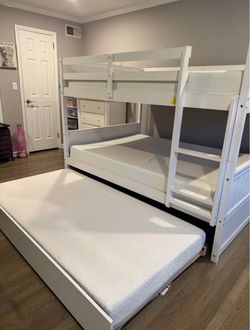 Full Over Full Wooden Bunk Bed with Twin Trundle