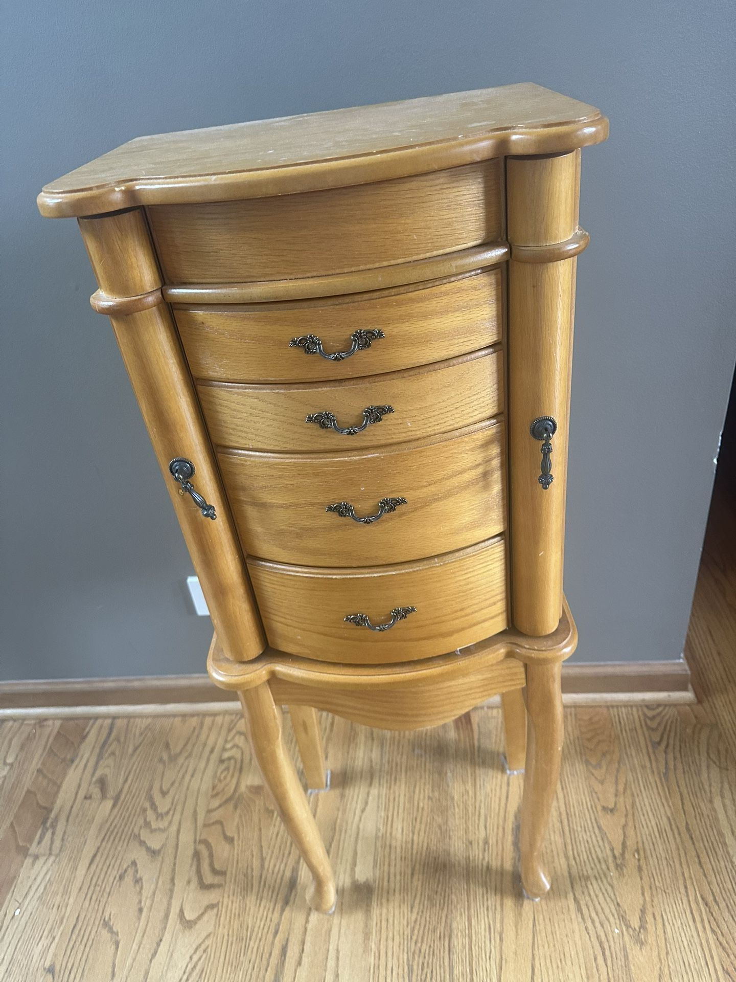 Standing Jewelry Armoire Oak