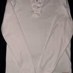 Hollister Crème-White Long Sleeve Button Up Shirt Seasonal 2025