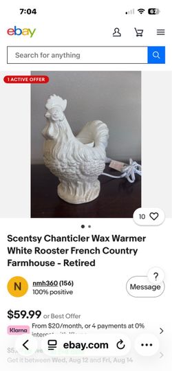 Retired French country wax burner rooster Retired French country rooster, wax burner .