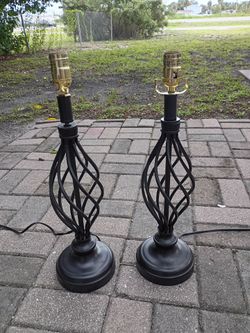 Table Lamp Set of 2 Twisted Metal Matte Black