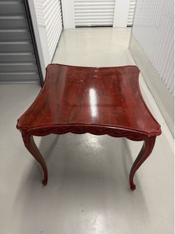 Vintage Red Carved Accent Table