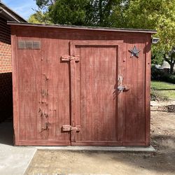 Red outside work shed