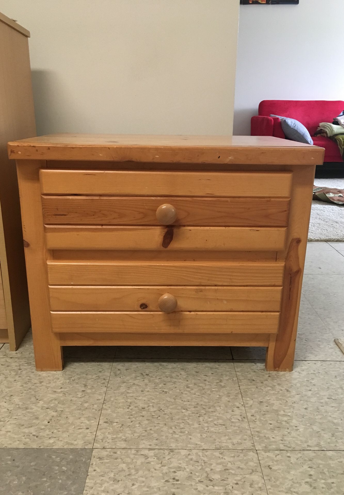 Wood 2 drawer nightstand