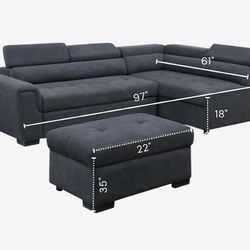 Sleeper Sectional With Storage- Retail Value $2040- Finance Available 