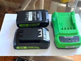 2-pack 24V 3.5Ah battery with charger kit compatible with Greenworks 24V