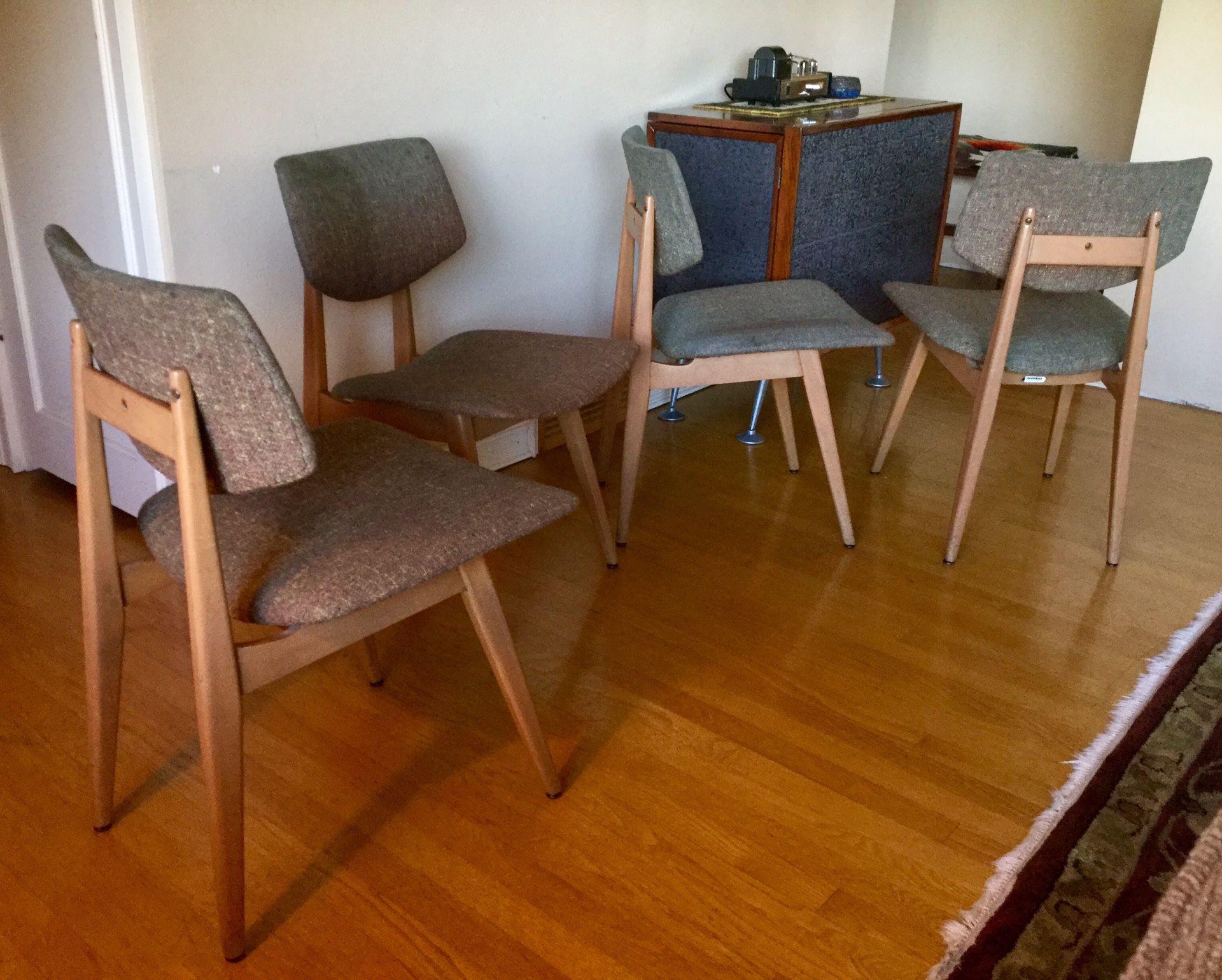 Set of 4 - MCM Mid Century 1956 Jan Kuypers for Imperial Furniture Co - Birch Dining Chairs Original Finish and Upholstery Great Original Condition