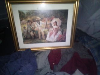 Vintage 10 and a half by 9 1/2 collectible framed wall picture