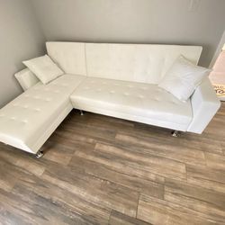 White Reversible Sectional Sofa Bed 