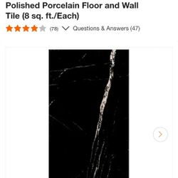Tavish Nero Polished Black Porcelain Tile White Veining Rectangle Tile 24 in. x 48 in., Floor and Wall (16 sq. ft./Case)