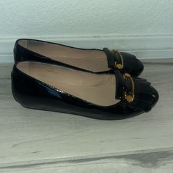 Tod’s Heaven Black Pin Fringe Leather Loafers Flats Size 34