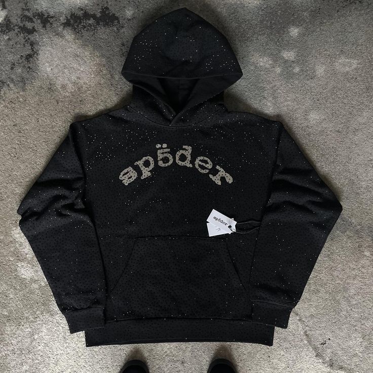black spyder hoodie rhinestones