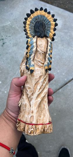 Native American Chief Carved Figurine Statue
