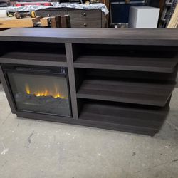 Modern Gray TV Stand with Electric Fireplace