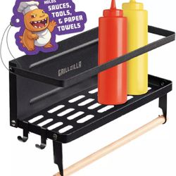 Grill Armory - Magnetic Grill Caddy - BBQ Shelf Organizer and Tool Holder 