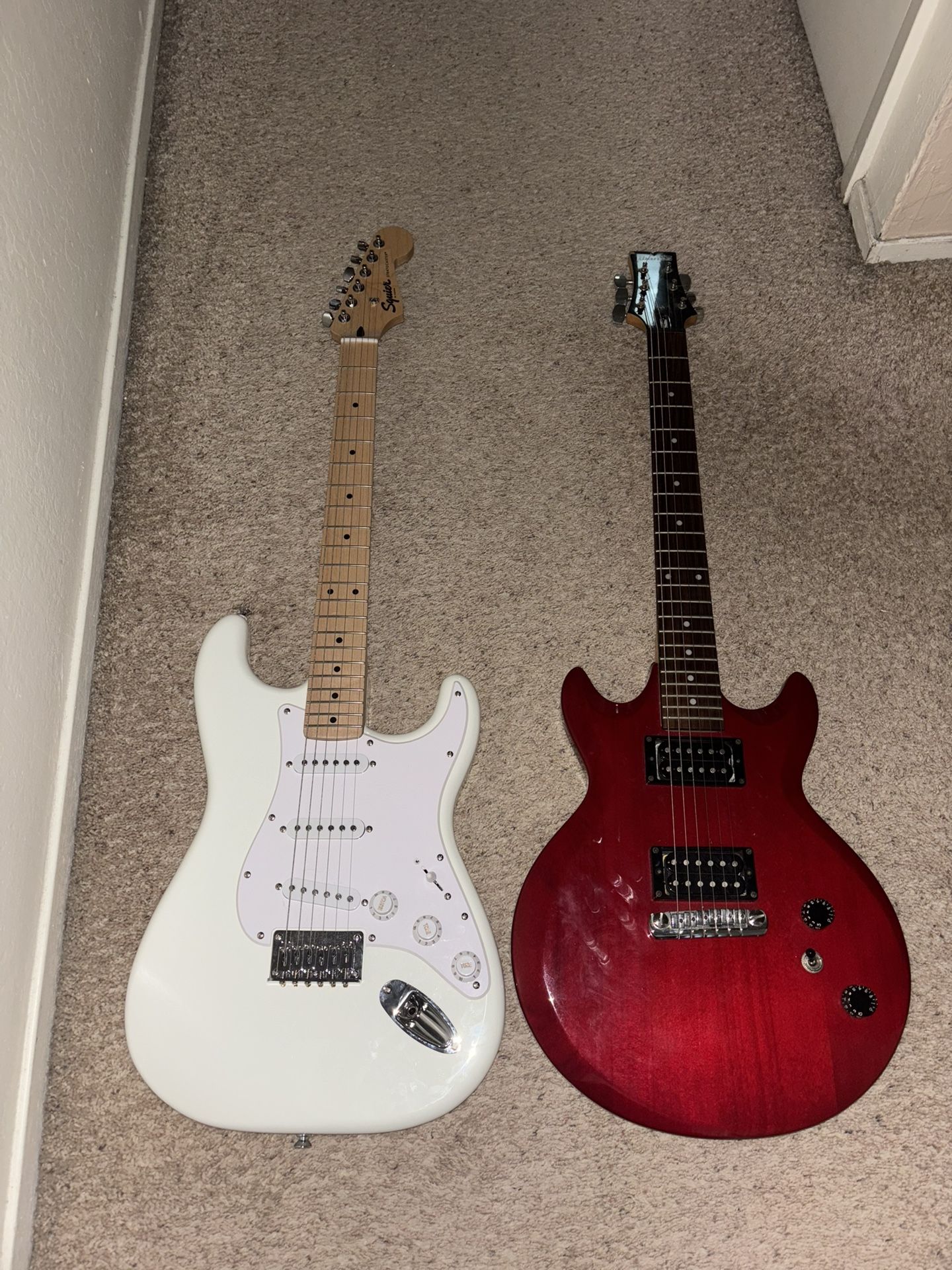 2 Guitars Fender Squire And Ibanez Guitars
