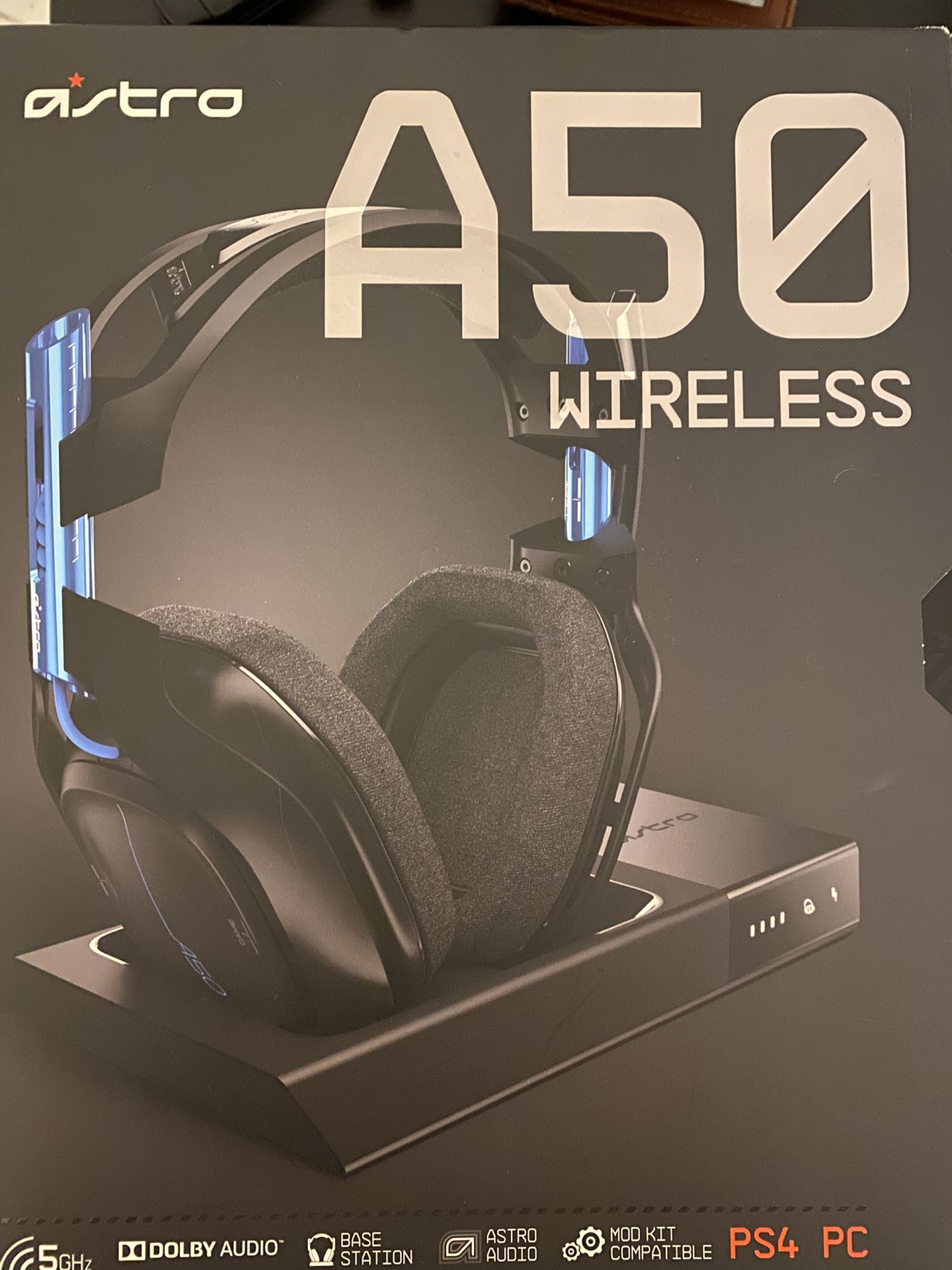 Astro Gaming - ASTRO A50 + Base Station RF Wireless Over-the-Ear Headphones - Blue