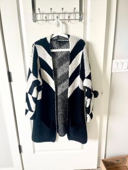 Maje Fall/Winter Wool Cardigan, Black and White, Size 6 or 8