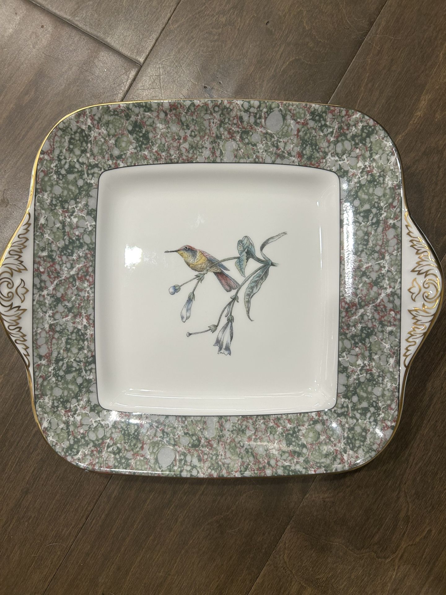 Wedgwood Double Handled Hummingbird Bone China Cake Plate