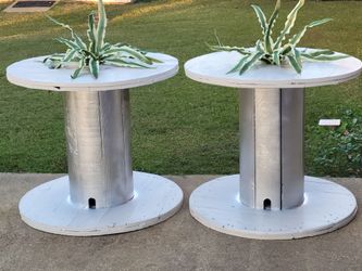 Pair of heavy outdoor/indoor wooden spools