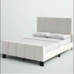 King Bed Set – Upholstered Frame + Hybrid Mattress + Smart Box Spring + Pillows (Excellent Condition