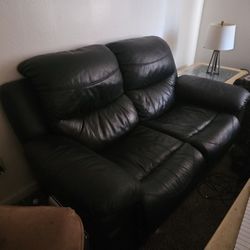 Black Leather Couch For Sale