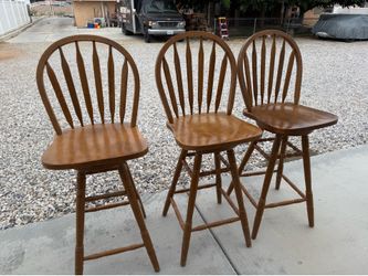 Solid Oak Bar Stool Set