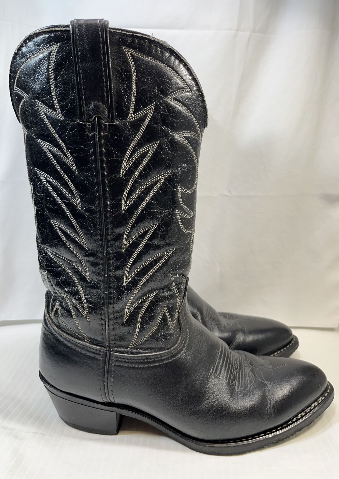 Durango Men's Leather Slip On Cowboy Boots Black Size 9EE Model 16750 Vintage From The 90's