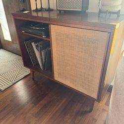 Mid-Century Modern Record Player Storage Cabinet
