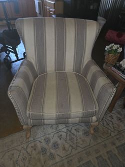 2 Wingback striped accent chairs
