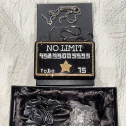 Black And Gray Rhinestone Crystals Card Clutch With Chains 