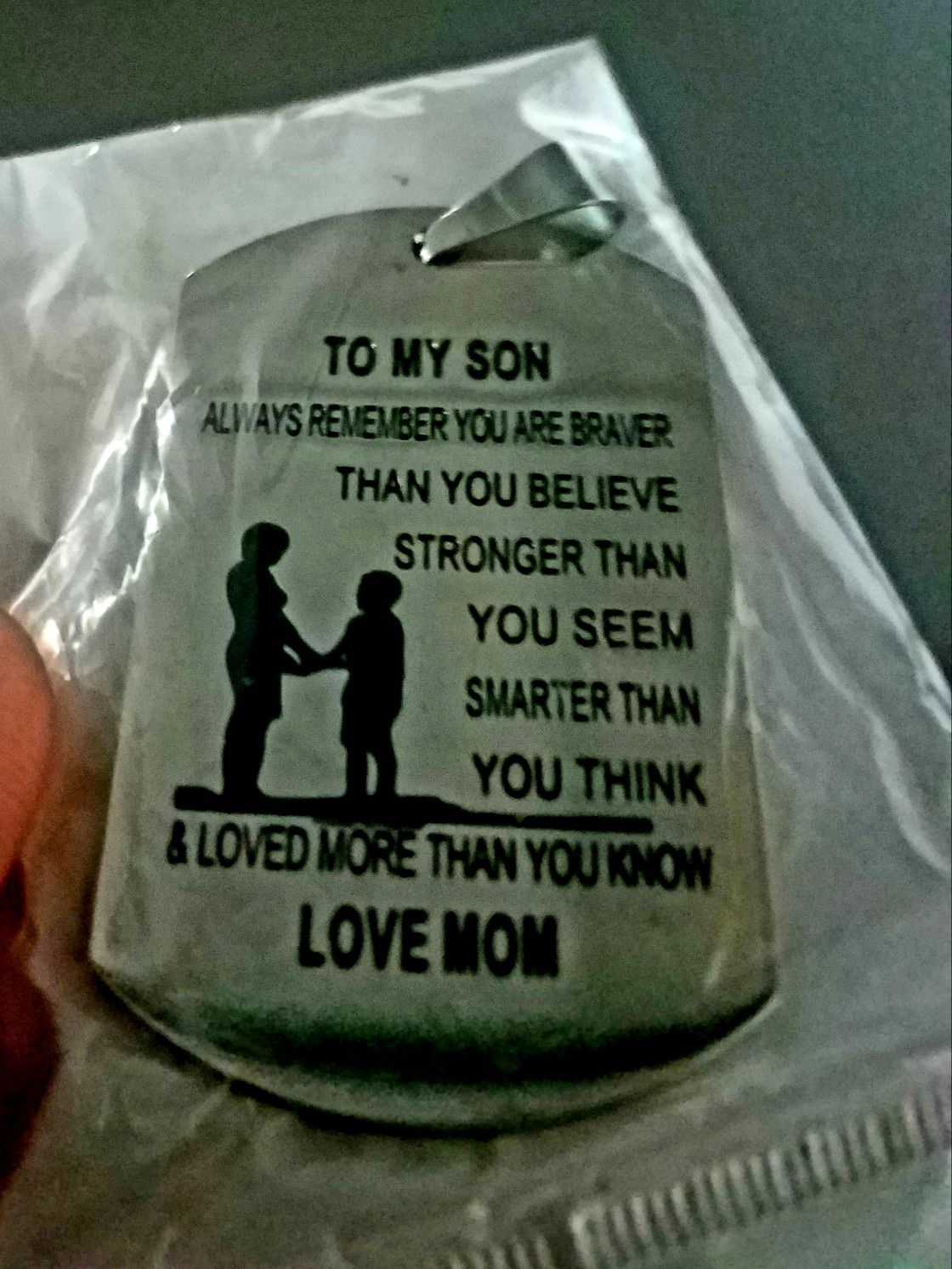 From mother to son dog tag