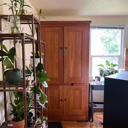 Handcrafted, Solid Cherry Wood Armoire
