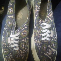 Vans Unisex Olive Night Geometric Paisley Women’s 8 Men’s 6.5  Flat Lace Up 