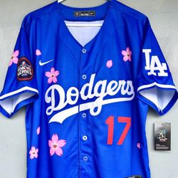 Dodgers Ohtani Flowers Tokyo Series Jersey S M L XL XXL 