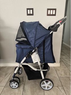 NEW Folding Pet Stroller for Small Dog Cat 4 Wheels Breathable Pet Carrier W/Cup Holder & Basket