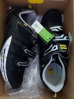 Mavic Pelotón Road Race Cycling Shoes Black Metallic Silver Size 9