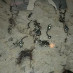 Celestial/Gothic Navel Jewelry Lot Earrings New Silver