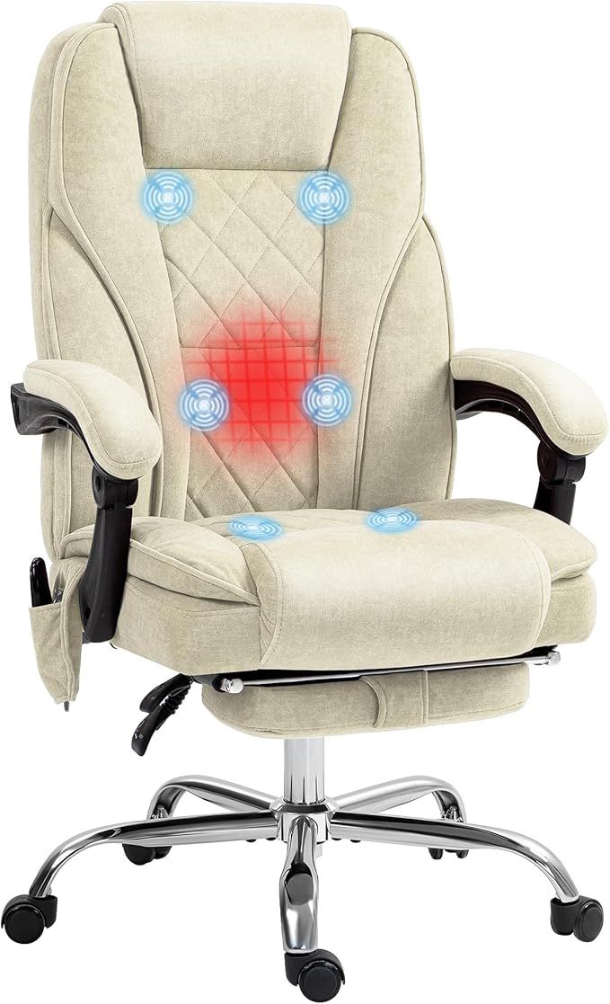 Vinsetto Massage Office Chair with Foot Rest, Executive Computer Desk Chair with 6 Vibration Point