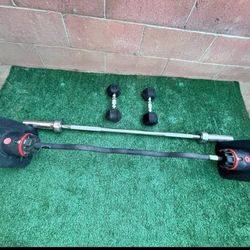 Bowflex Curl Bar 2080 And Olympic Barbell And 10lb Dumbbells 