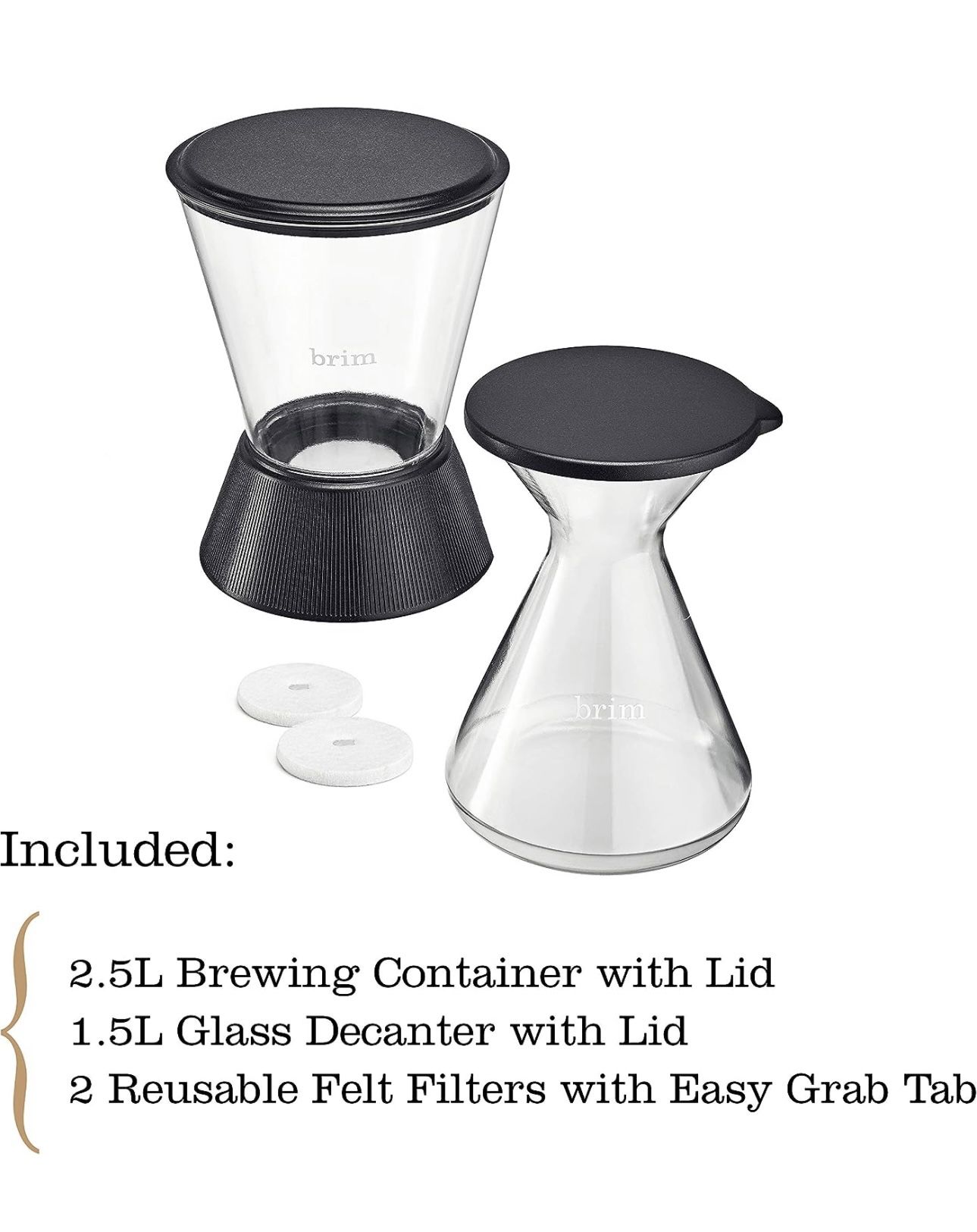 brim Cold Brew Coffee Maker with Smart Valve System, 1.5 L Glass