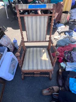 Antique Barley Twist Wooden Rocking Chair
