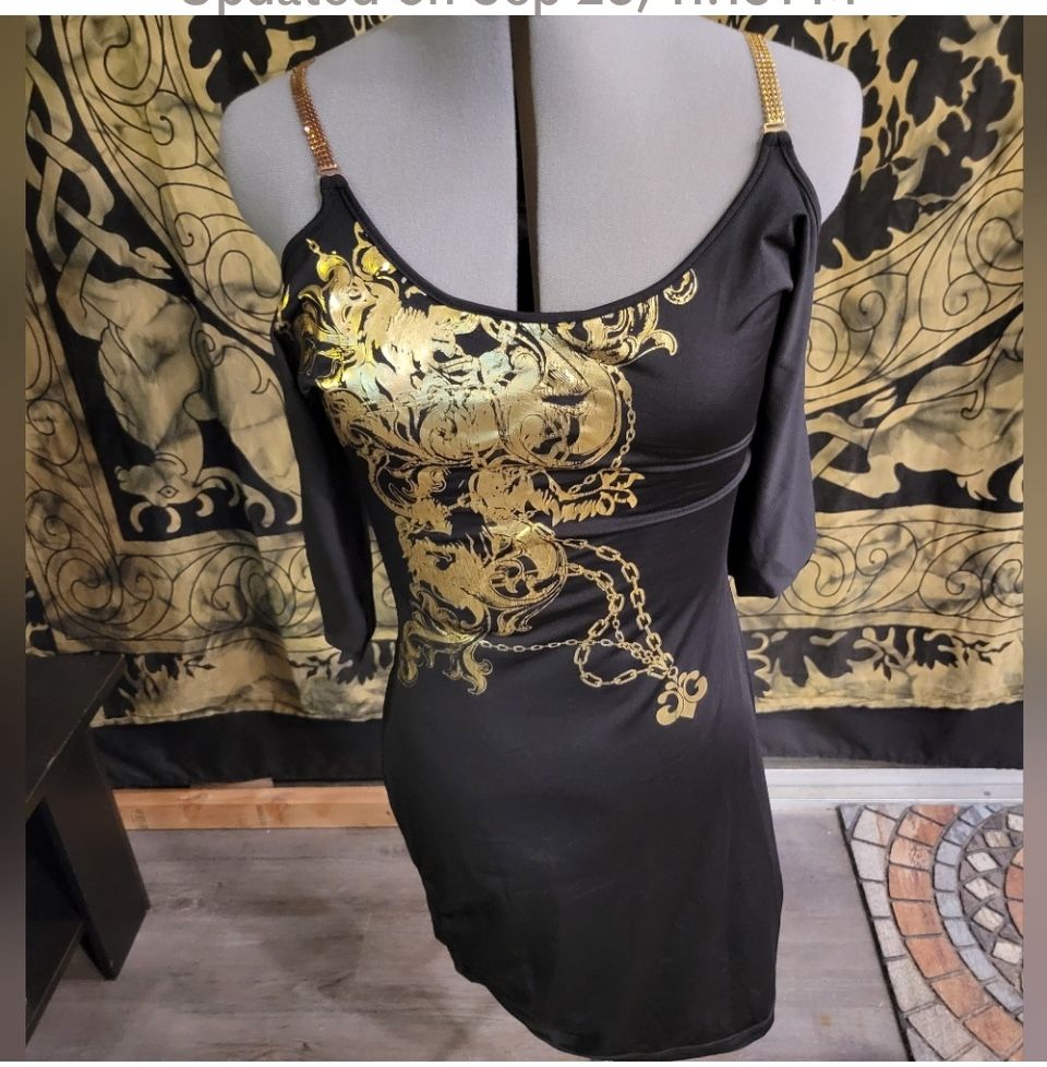 Black And Gold Off Shoulder Beyoncé Dereon Night Club Dress